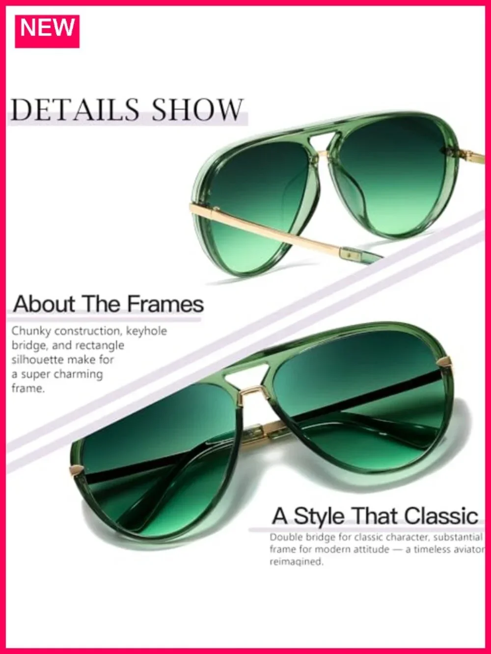 Oversized Aviator Sunglasses for Women Retro UV Protection